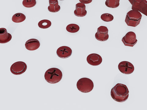 Screws red old 3D Модель