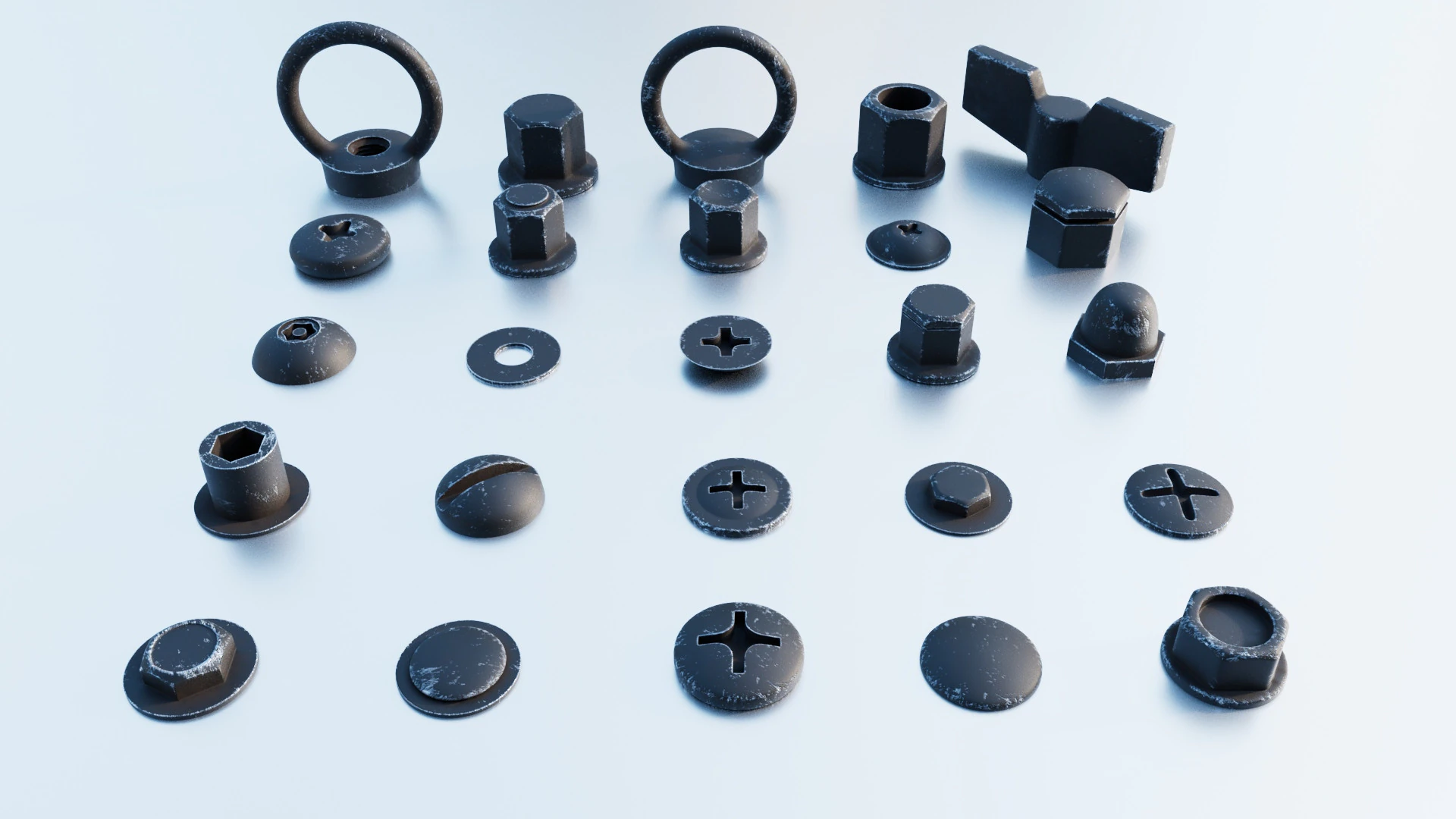 Parafusos pretos Modelo 3D .c4d .max .obj .3ds .fbx .stl .blend 