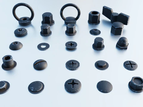 Screws black 3D Model