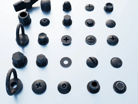 Parafusos pretos Modelo 3D