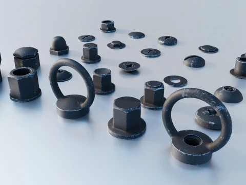 Parafusos pretos Modelo 3D