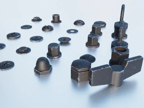 Parafusos pretos Modelo 3D