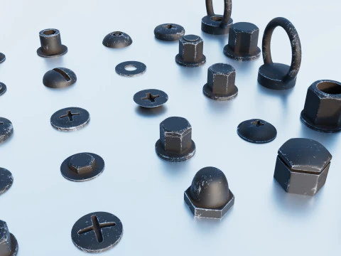 Parafusos pretos Modelo 3D