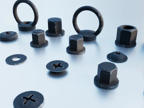 Parafusos pretos Modelo 3D
