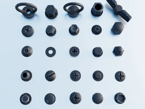 Parafusos pretos Modelo 3D