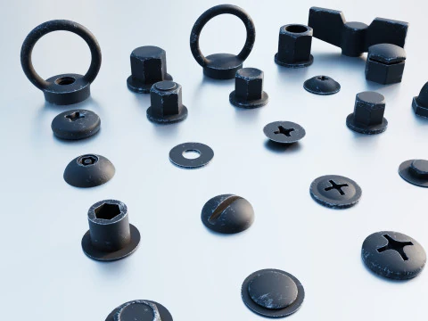 Parafusos pretos Modelo 3D