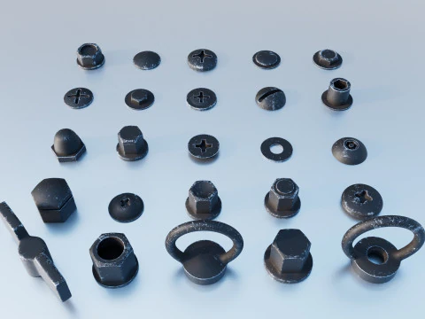 Parafusos pretos Modelo 3D