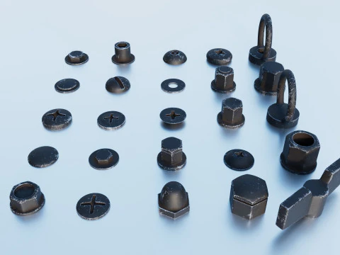 Parafusos pretos Modelo 3D