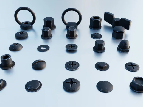 Parafusos pretos Modelo 3D