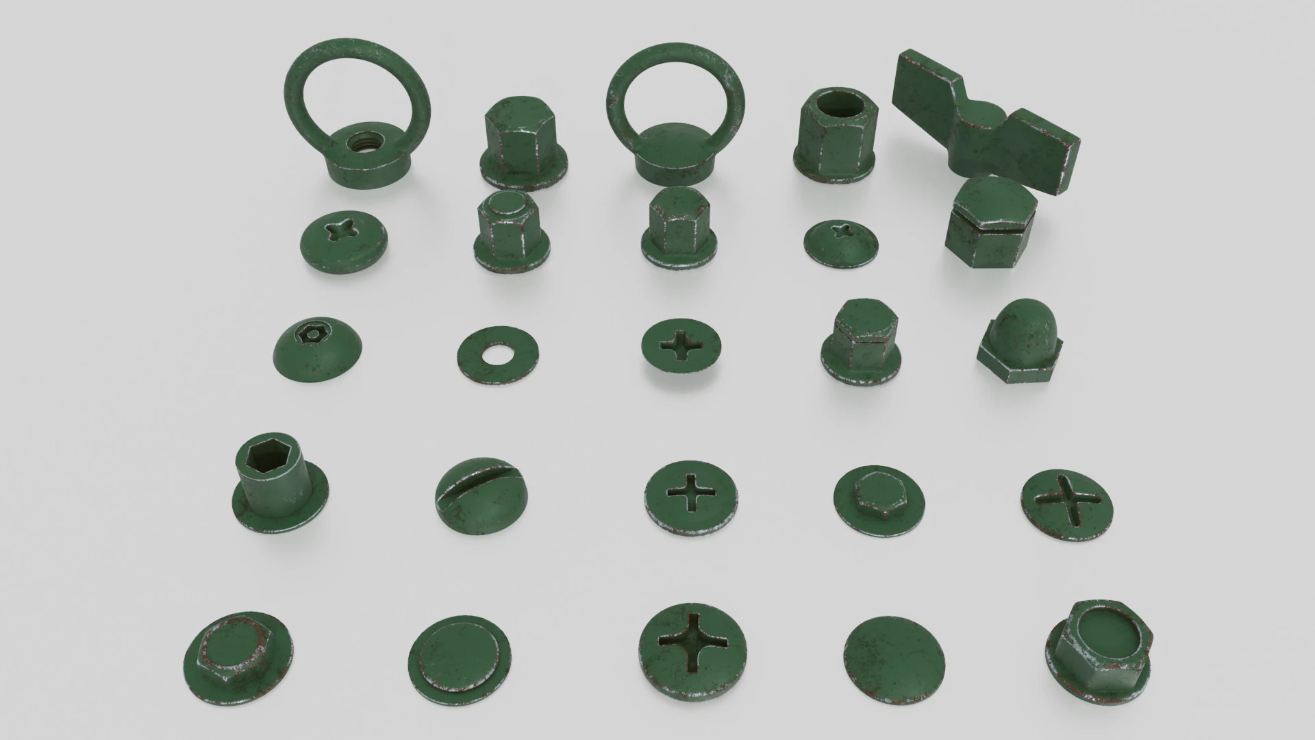 Screws green old 3D Model .c4d .max .obj .3ds .fbx .stl .blend