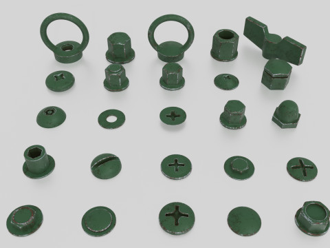 Screws green old 3Dモデル