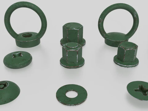 Screws green old 3D Model