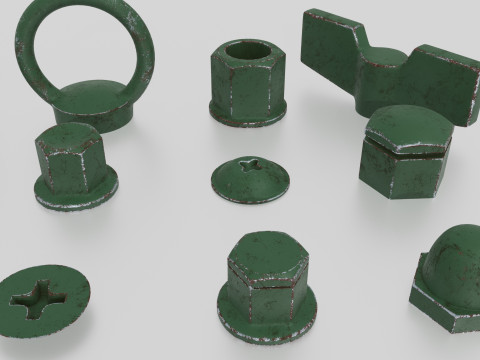 Screws green old 3Dモデル
