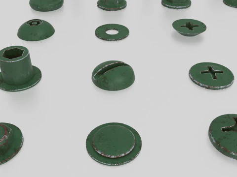 Screws green old 3D Model