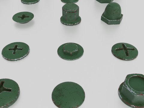 Screws green old 3Dモデル