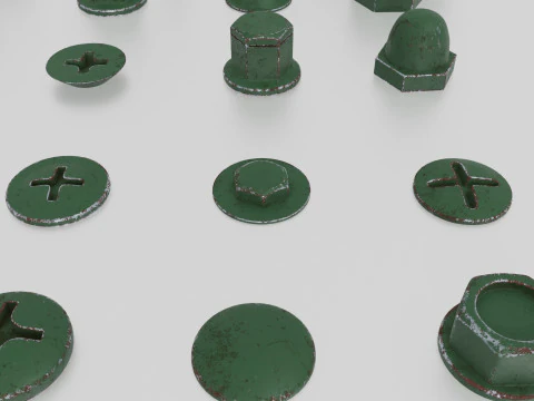 Screws green old 3D Model