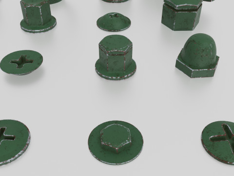 Screws green old 3Dモデル
