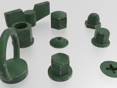 Screws green old 3Dモデル
