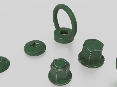 Screws green old 3Dモデル