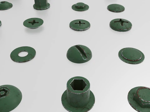 Screws green old 3D Model