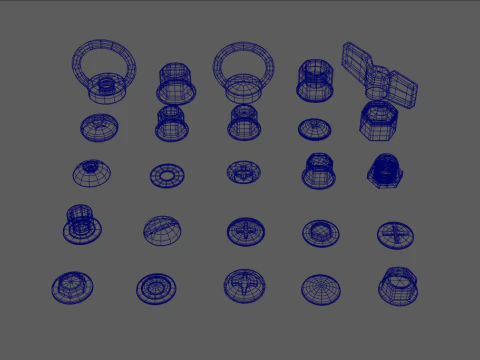 Screws green old 3D Model