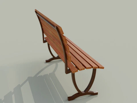 Bangku berwarna coklat C Model 3D