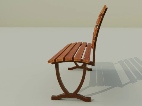 Bangku berwarna coklat C Model 3D