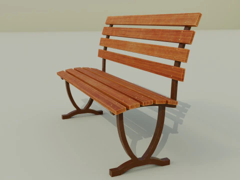 Bangku berwarna coklat C Model 3D