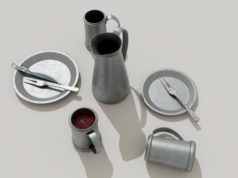 Tavern Food Dishes 3D Model