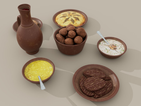 Ceramic tavern food dishes 3D Model
