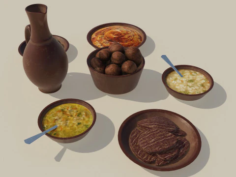 Ceramic tavern food dishes 3D Model