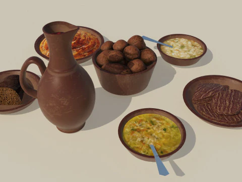 Ceramic tavern food dishes 3D Model