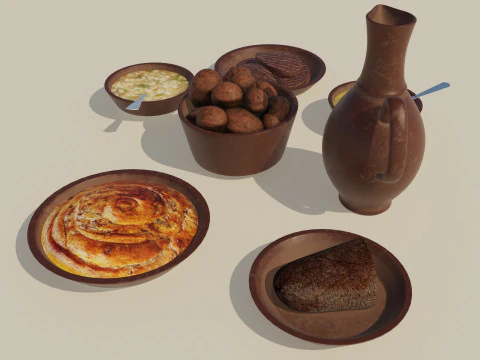 Ceramic tavern food dishes 3D Model