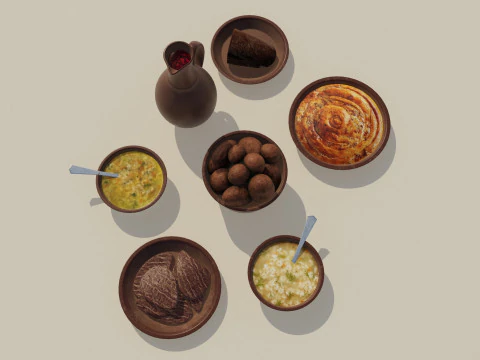 Ceramic tavern food dishes 3D Model