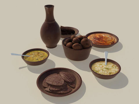 Ceramic tavern food dishes 3D Model