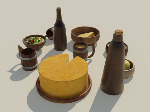 Wooden Tavern Utensils 3D मॉडल