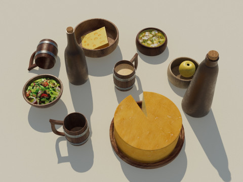 Wooden Tavern Utensils 3D मॉडल