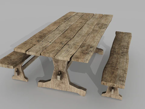 Średniowieczny st&oacute;ł Model 3D