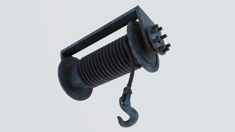 Winch blue rusty Model 3D .c4d .max .obj .3ds .fbx .stl .blend 