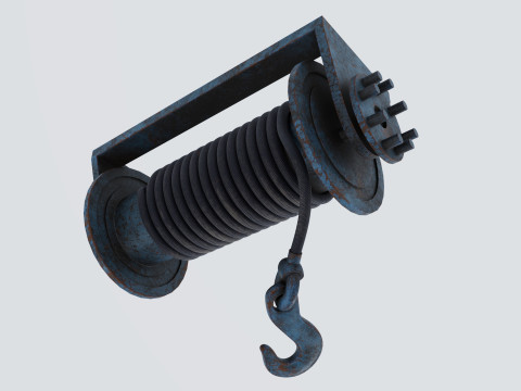 Winch blue rusty Modello 3D