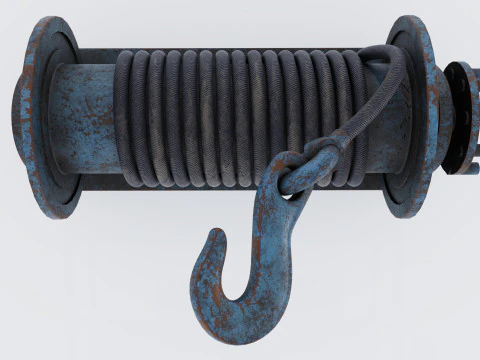 ウインチ ブルー 錆びた 3Dモデル