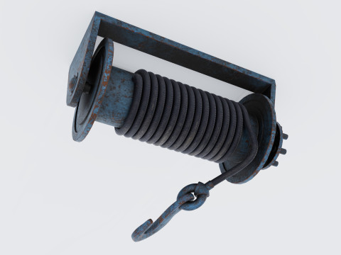 Winch blue rusty Model 3D