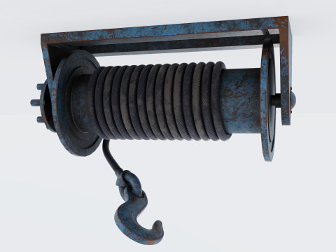 Winch blue rusty Model 3D