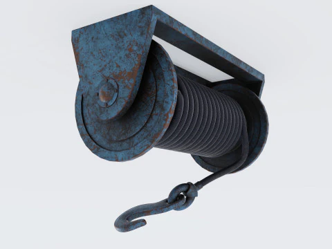 ウインチ ブルー 錆びた 3Dモデル