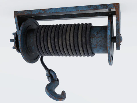 ウインチ ブルー 錆びた 3Dモデル