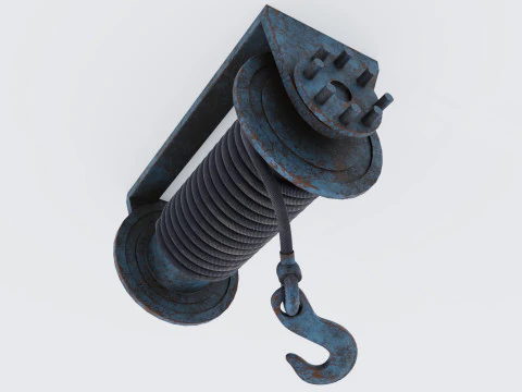 ウインチ ブルー 錆びた 3Dモデル