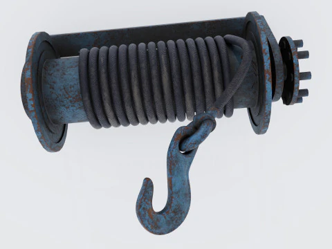 ウインチ ブルー 錆びた 3Dモデル