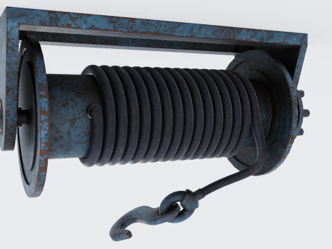 ウインチ ブルー 錆びた 3Dモデル