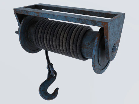 ウインチ ブルー 錆びた 3Dモデル