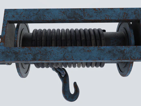 ウインチ ブルー 錆びた 3Dモデル